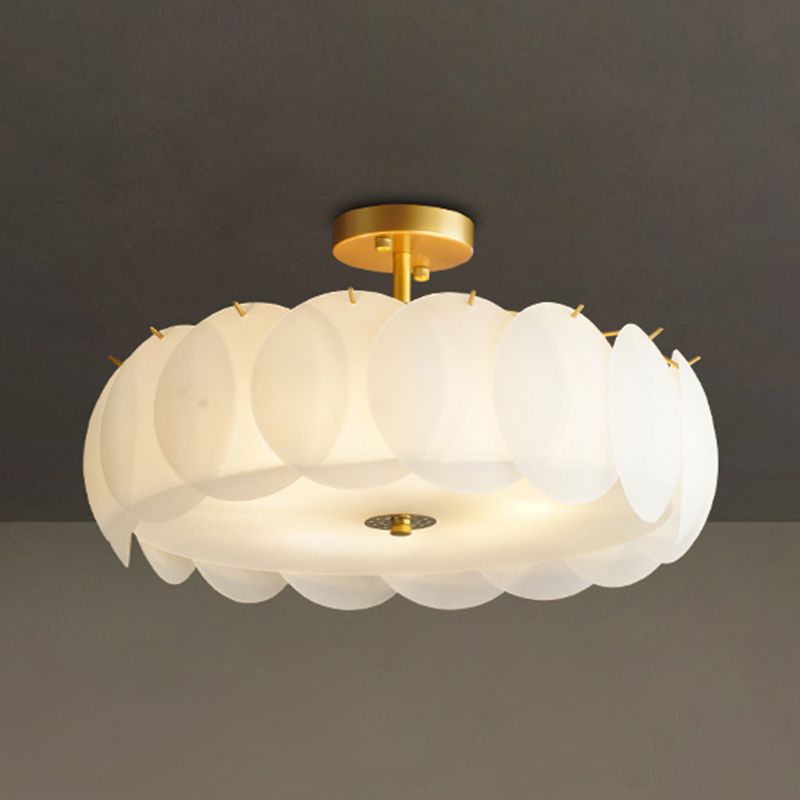 Drum Shape Flush Mount Modern Style Acrylic 1 Light Flush Light in White