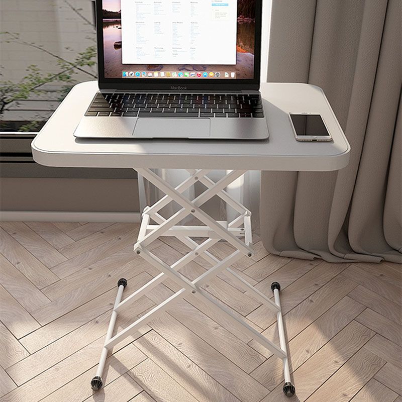 Rectangular Shaped Folding Office Desk with Metal Legs in White