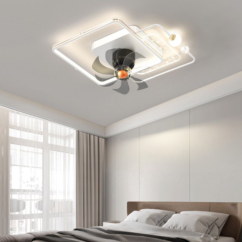 Modern LED Geometric Ceiling Fan White & Gold Fan Lighting Fixture