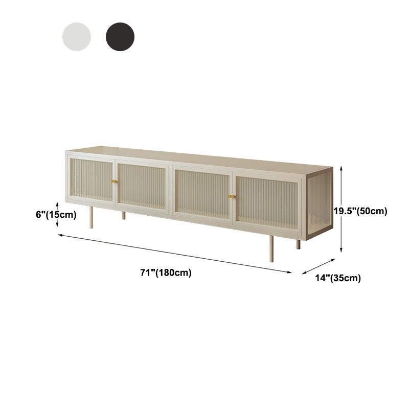 19.7" H Industrial 4-Door TV Stand Iron & Glass TV Stand Console