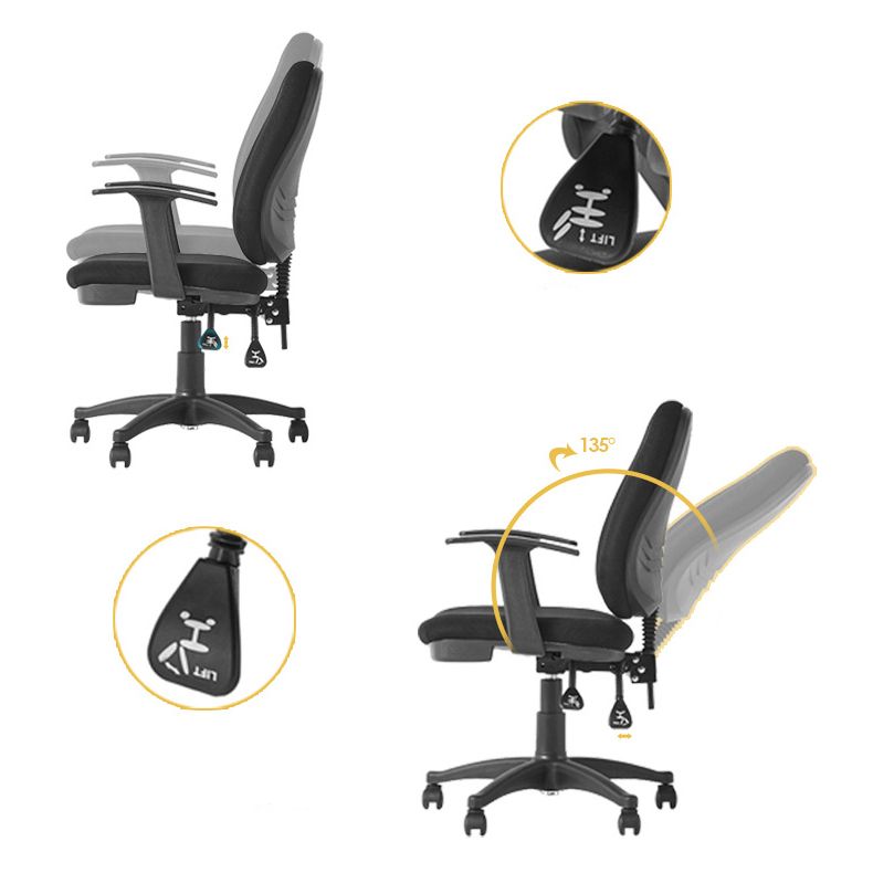 Modern Black Swivel Computer Chair Fixed Arms Height-adjustable Office Chair