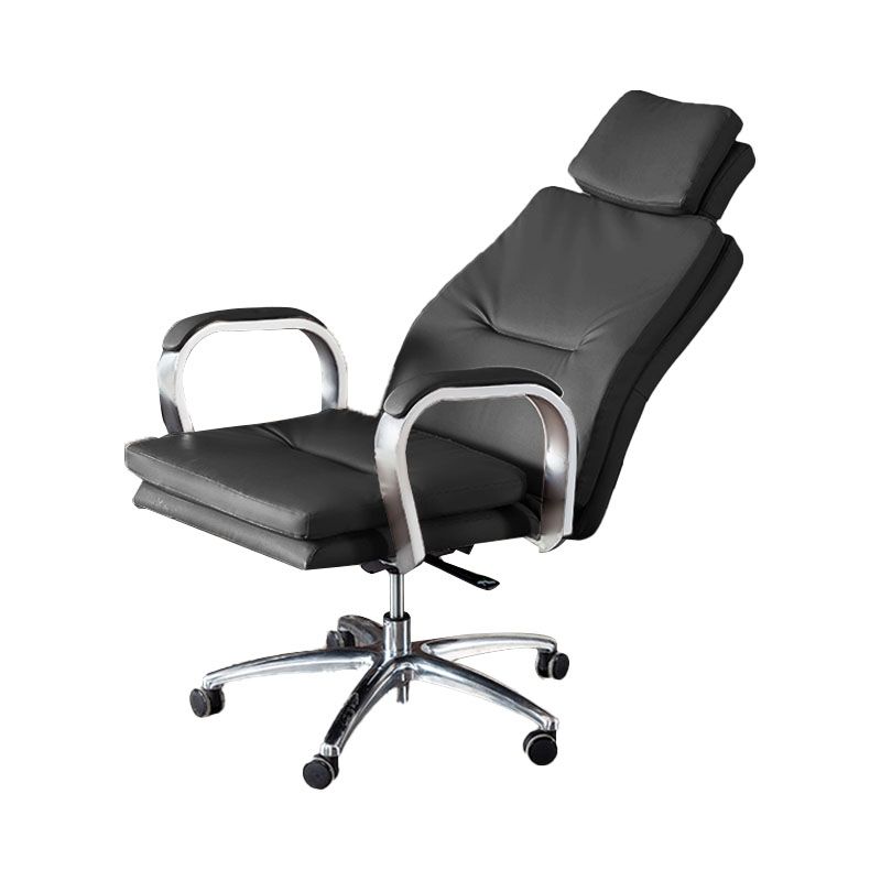 Modern Style Executive Chair Leather Upholstered Office Chair with Fixed Arms