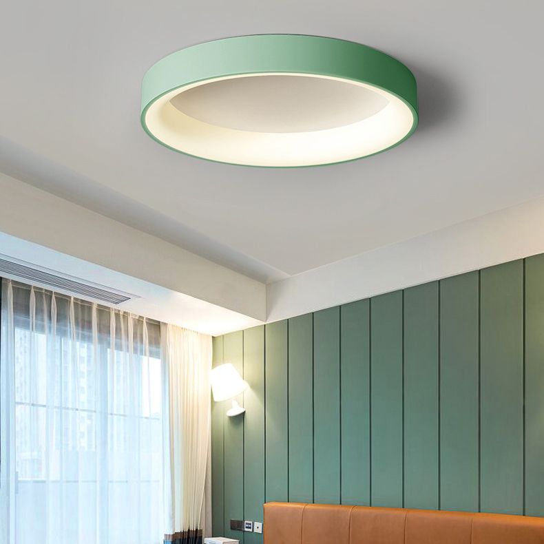 Nordic Style Round Ceiling Light Metal LED Flush Mount Light in Multicolor for Bedroom