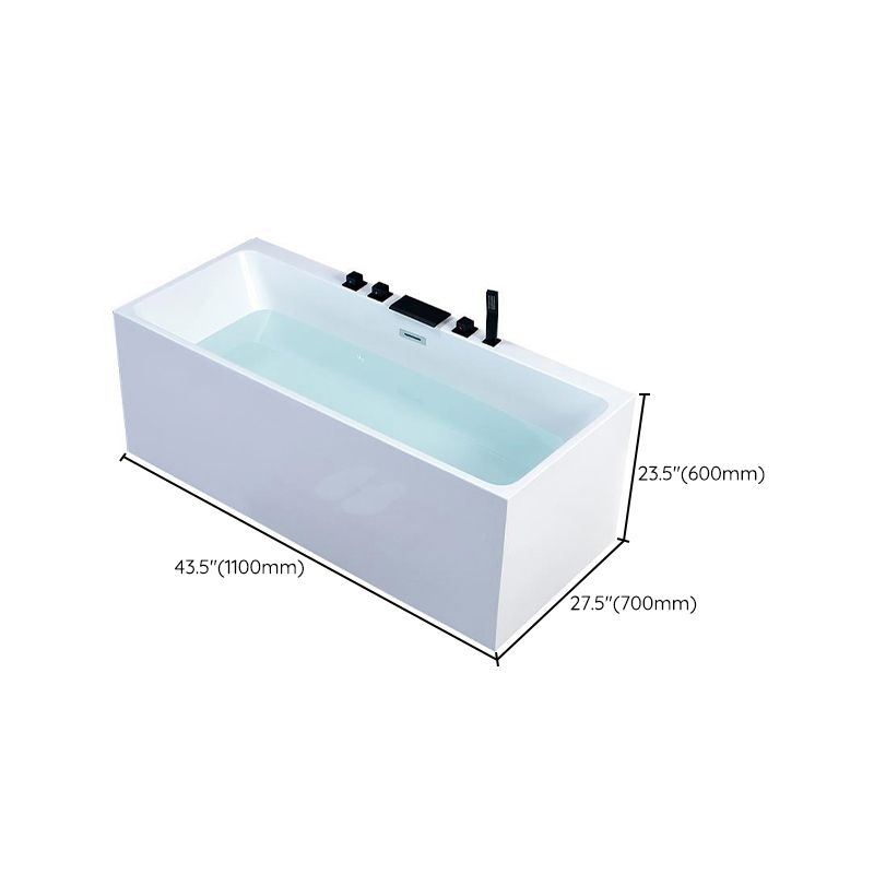 Back to Wall Soaking Bathtub Antique Finish Rectangular Modern Bath Tub