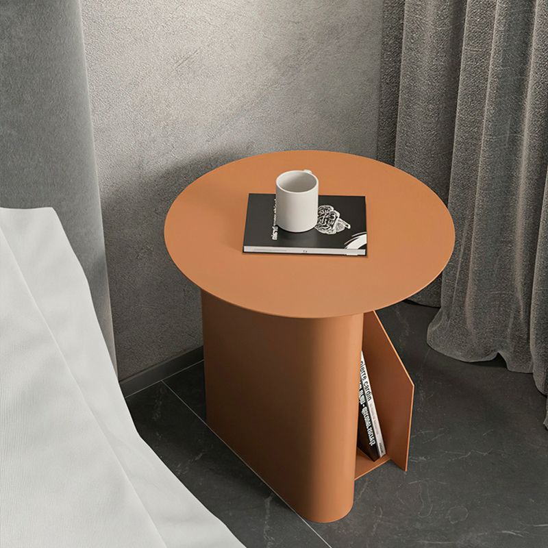 Round Bedside Cabinet Contemporary Metal Accent Table Nightstand