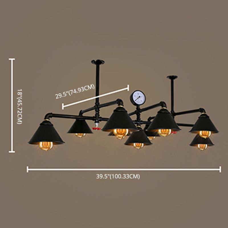 Black Wrought Iron Ceiling Hung Fixtures Vintage Tube Pendant Lighting for Bar