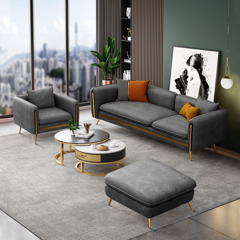 Moderne Standard -Kunstledersofa 3 Sitzplatz Square Arm Sofa für Wohnzimmer