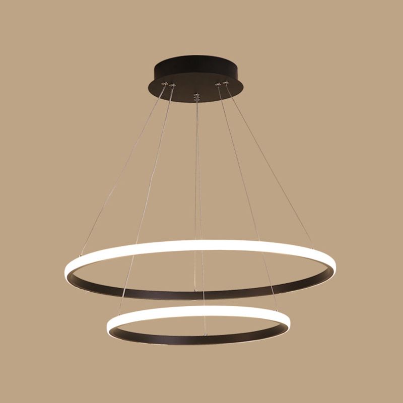 Metal Ring Pendant Lighting Modern Style Multi Lights Chandelier Light Fixtures