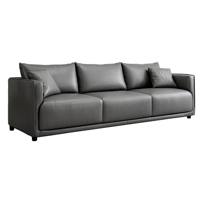 Modern 3-seater Sofa Three Pillows Back Couch with Square Arms for Apartment