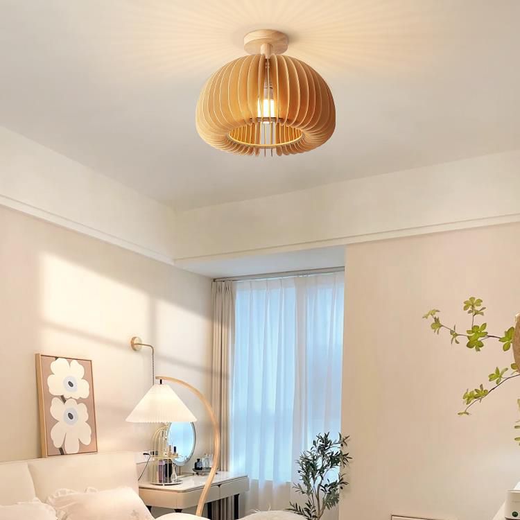 Wood Flush Ceiling Lights Modern Style 1 Light Flush Mount Lighting for Dining Room