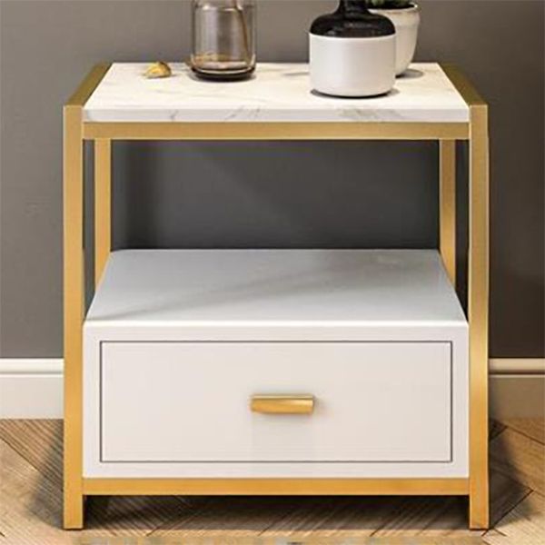 Contemporary Open Storage Accent Table Nightstand Antique Finish Bed Nightstand