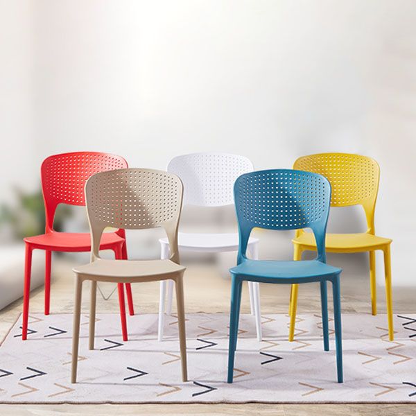 Modern Plastic Dining Chair Open Back Dining Side Furniture in Matte Finish for Indoor