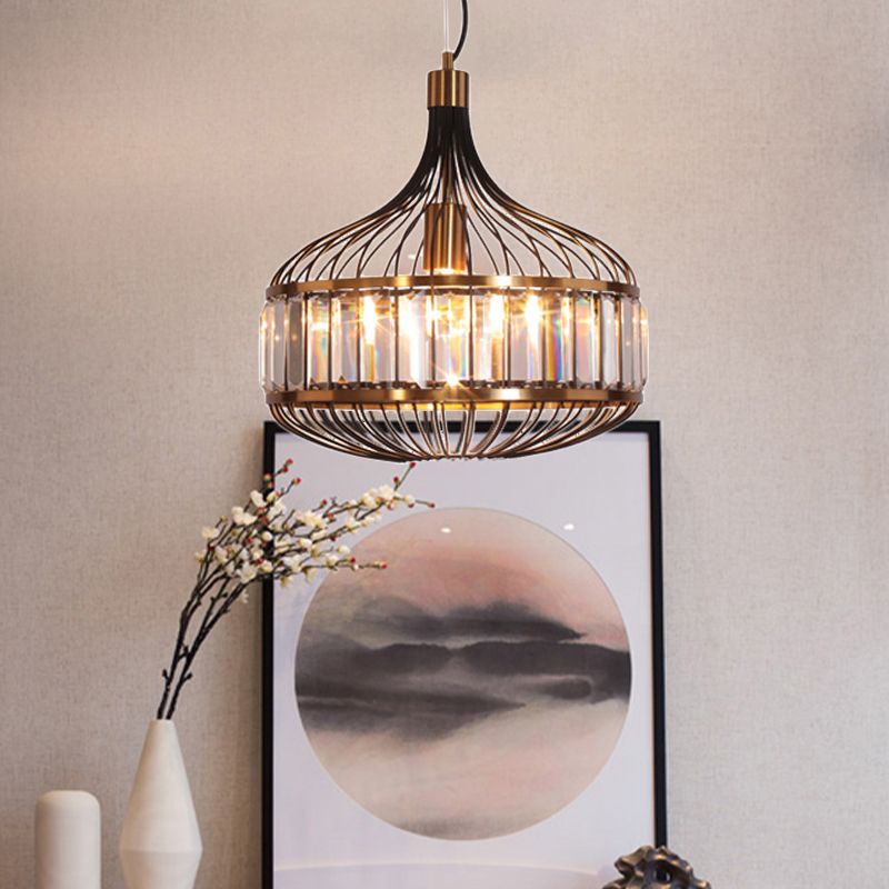 12"/13"/14.5" W Black Cage Ceiling Pendant Traditional 1 Bulb Iron Hanging Lamp for Living Room