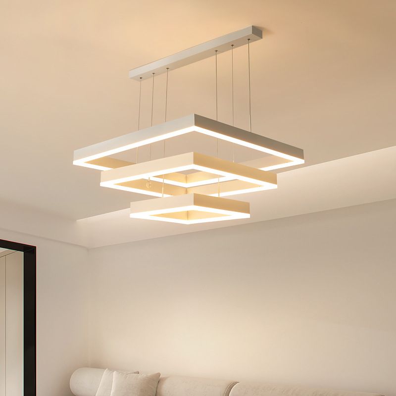 Aluminum White Chandelier Light Geometric LED Simple Chandelier Lamp for Bedroom