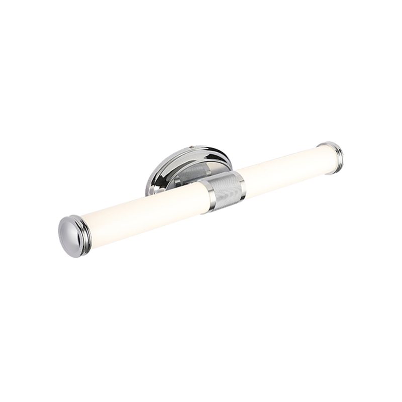 Cylinder LED 1 - Light Bath Bar in Chrome Metal and Acrylic Bathroom Vanity Light