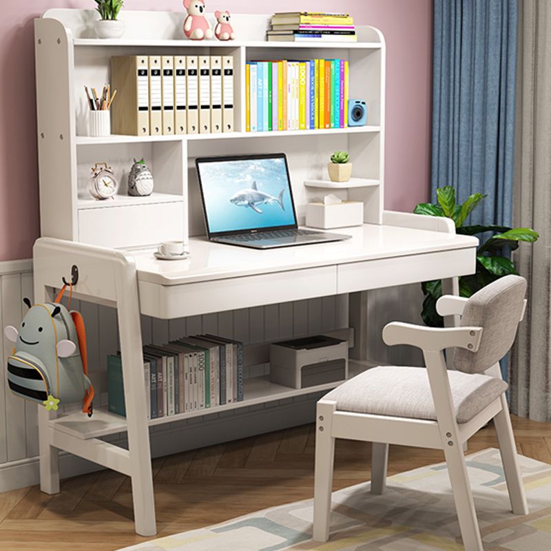 Solid Wood Study Desk Desk with Drawer with Storage Shelves Multifunctional Lifting