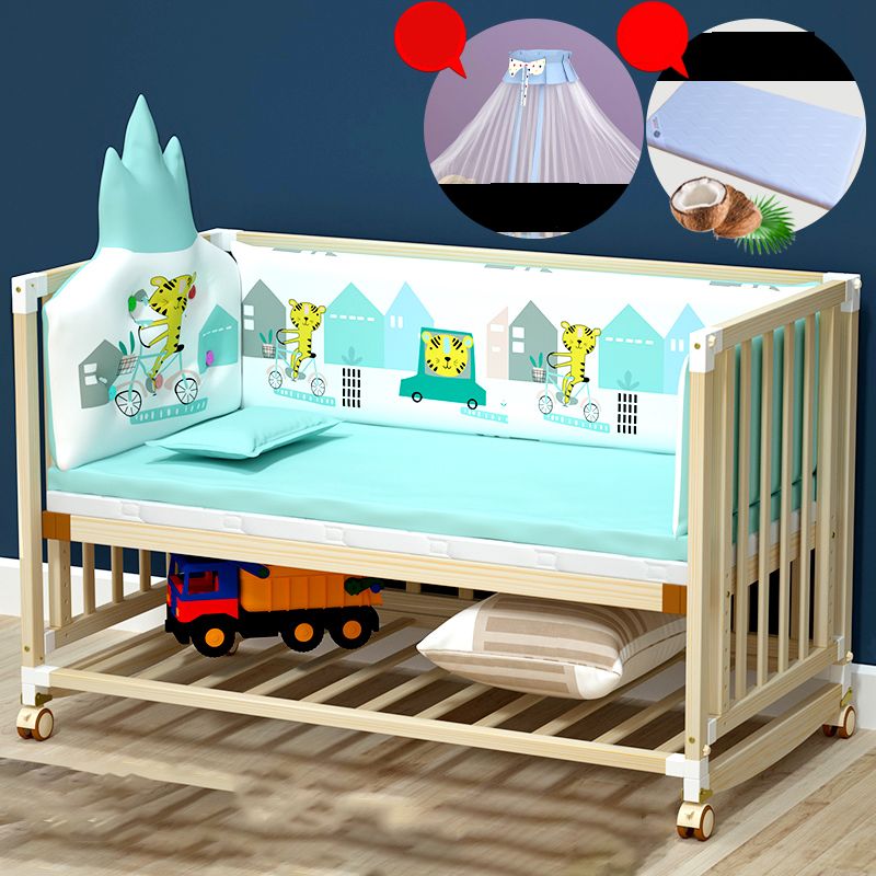 Scandinavian Wooden Baby Crib Storage Animal Pattern Nursery Crib