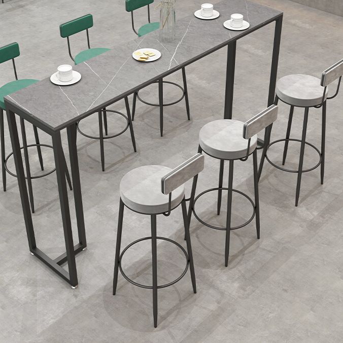 Industrial Style Rectangle Bar Table Stone Fixed Bar Dining Table