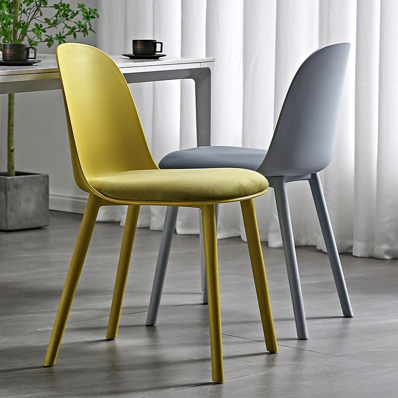 Home Contemporary Side Chair Solid Back Plastic Armless Dining Room Chair