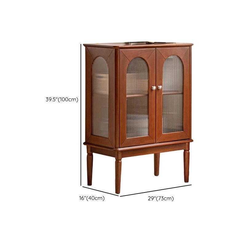 Modern Living Room Curio Cabinet Solid Wood Glass Doors with Lighting