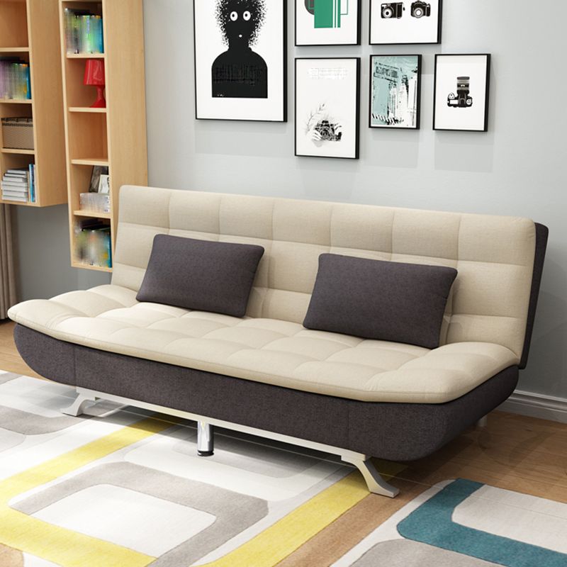 Contemporary Armless Sofa Foldable Couch with Tufted Back for Living Room