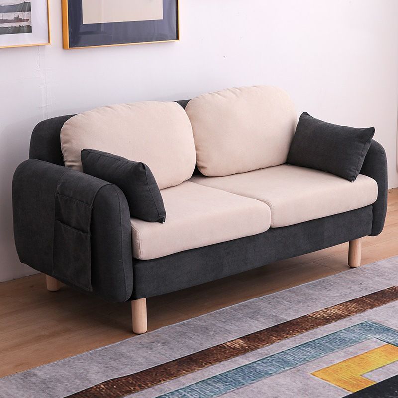 Contemporary Square Arm Sofa Linen Standard Sofa for Living Room, Apartment