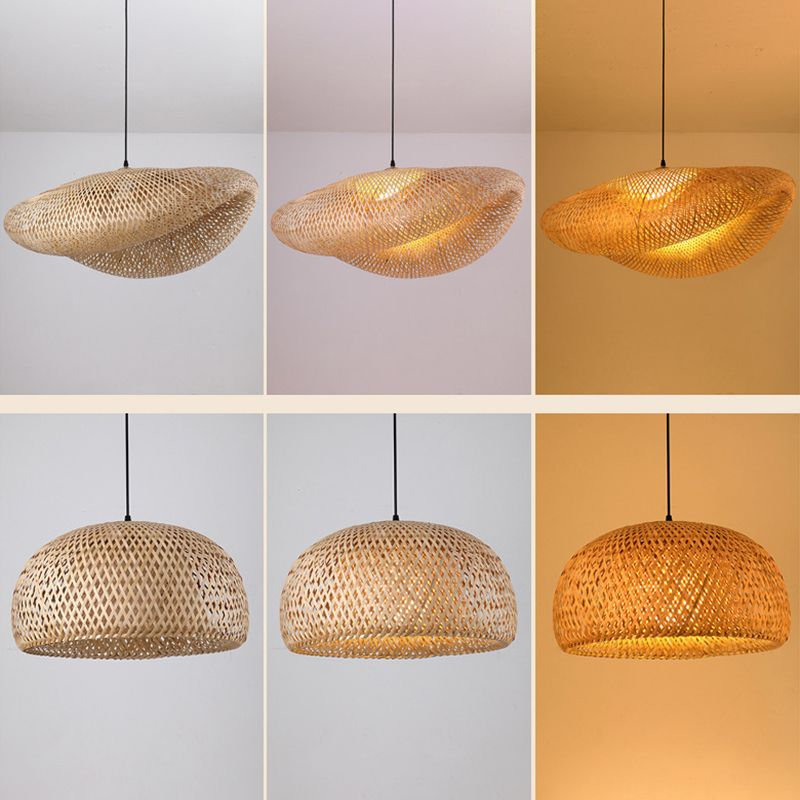 Luce a sospensione a sospensione tessuta a mano moderna Rattan 1 Luce Light Light