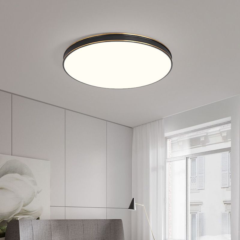 1-Light Round Flush Light Modern Metal Flush Mount Ceiling Light