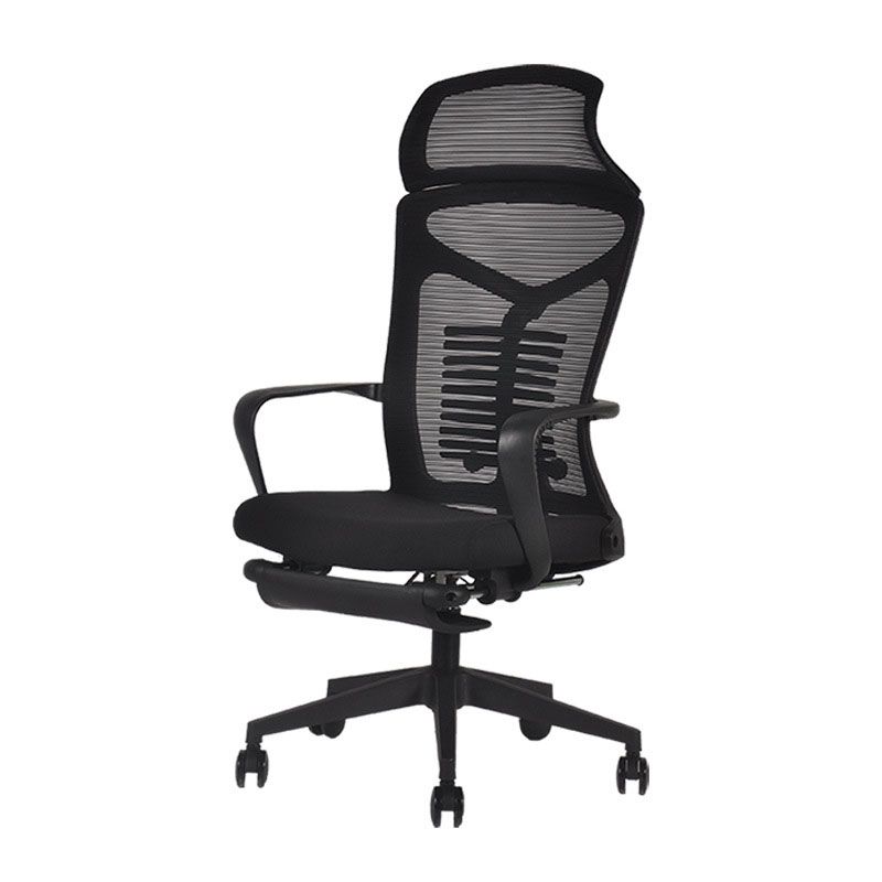 Black Modern & Contemporary Office Chair Fixed Arms Mid Back Home Office Chair