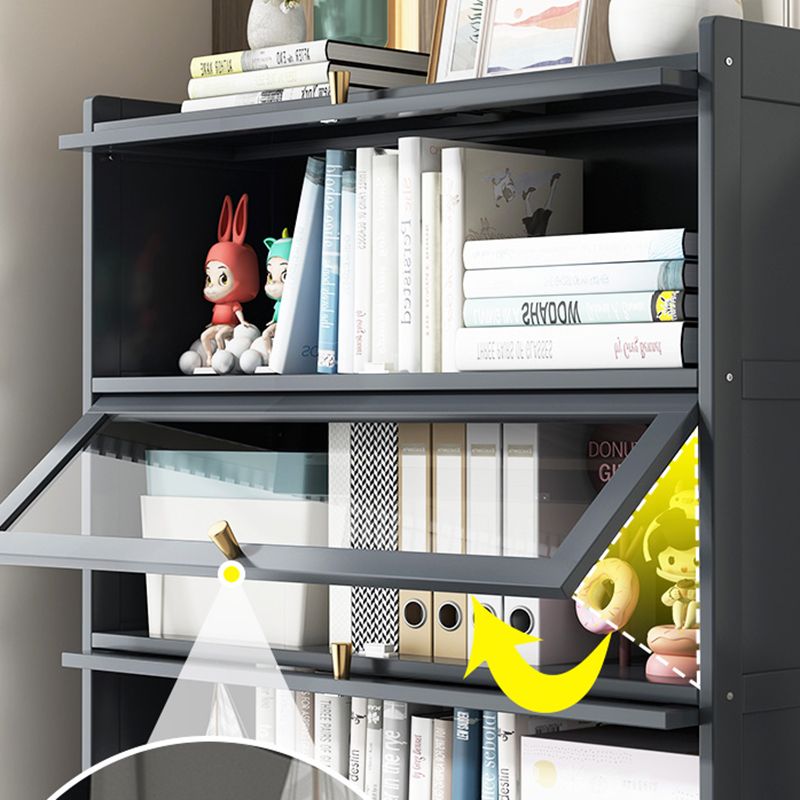 Contemporary Bamboo Bookcase Closed Back Bookshelf with Shelves for Study Room