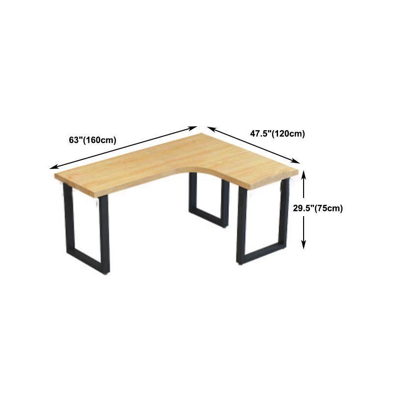 Metal and Wooden Writing Desk Industrial L-Shape Office Desk for Office