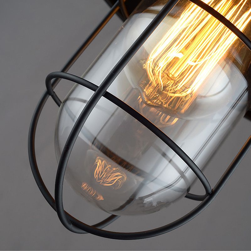 Metal Black Black Aiuto a sospensione Light Cage Shade Industrial Style Sospeded Lighting Freet