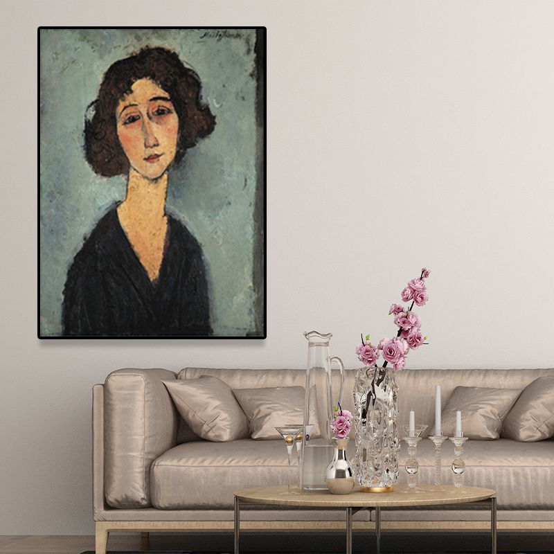 Textured Modigliani Woman Portrait Art Print Canvas Vintage Painting for Girls Room