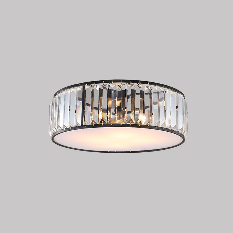 Modernism Crystal Flush Mount Drum Shade Ceiling Light Fixture for Bedroom