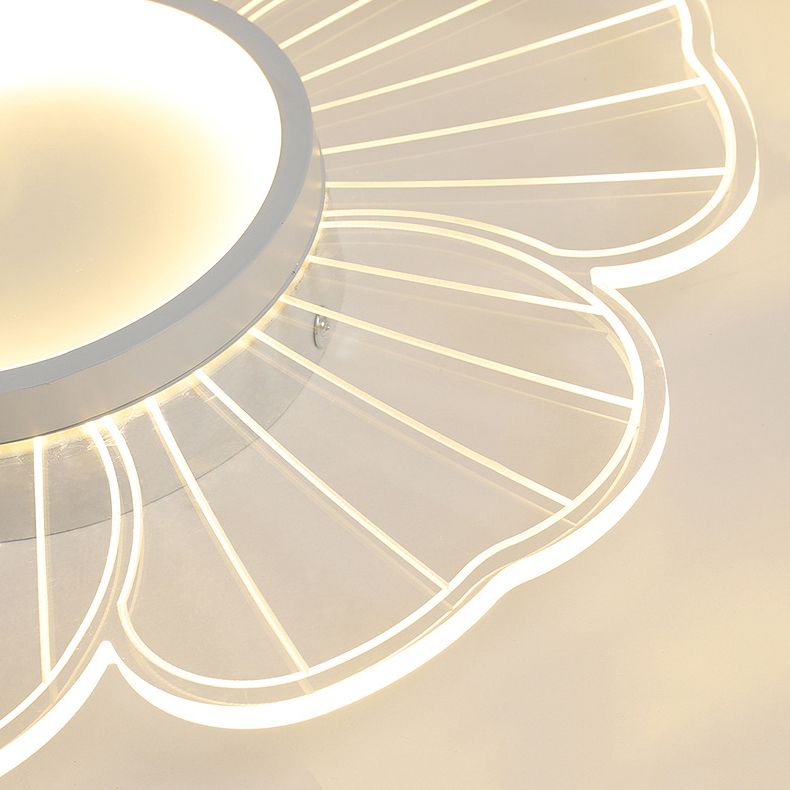 Metal LED Flush Mount Flower Shape in Clear Minimalist Ceiling Flush