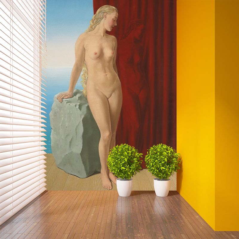 Bare Woman Portrait Wall Murals Surrealism Smooth Surface Wall Covering for Home