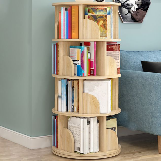 Modern Artificial Wood Bookcase Cylinder Bookshelf for Home Office