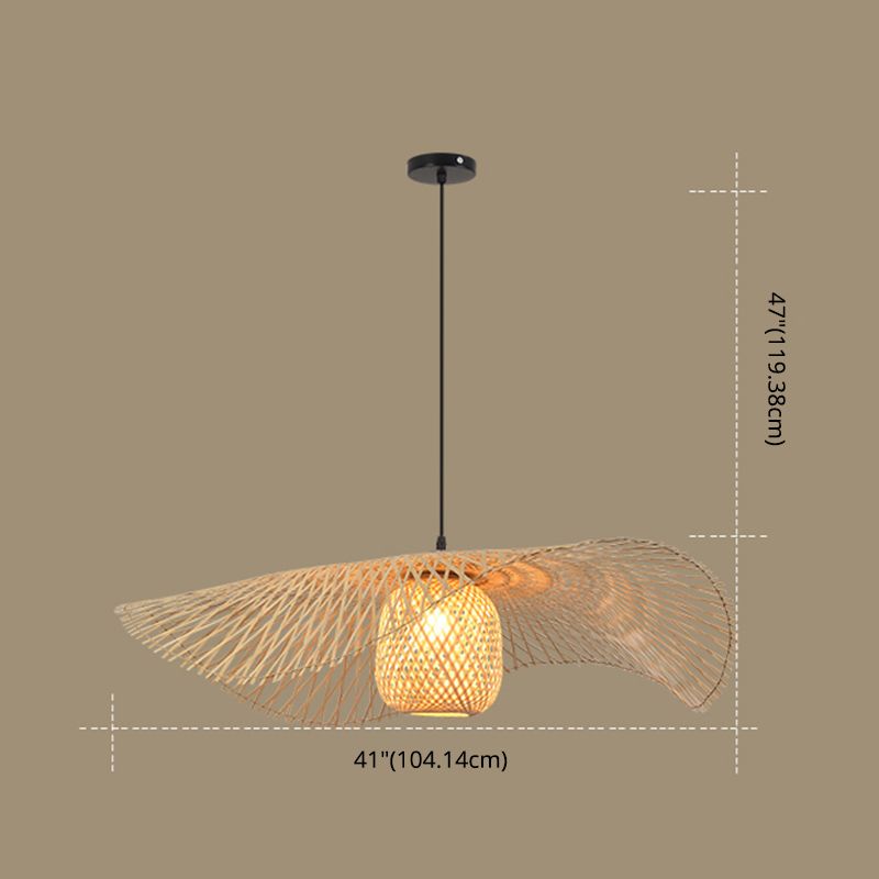 Twist Suspension Pendant Light Asia Asia Bamboo Restaurant de plafond suspendu en beige