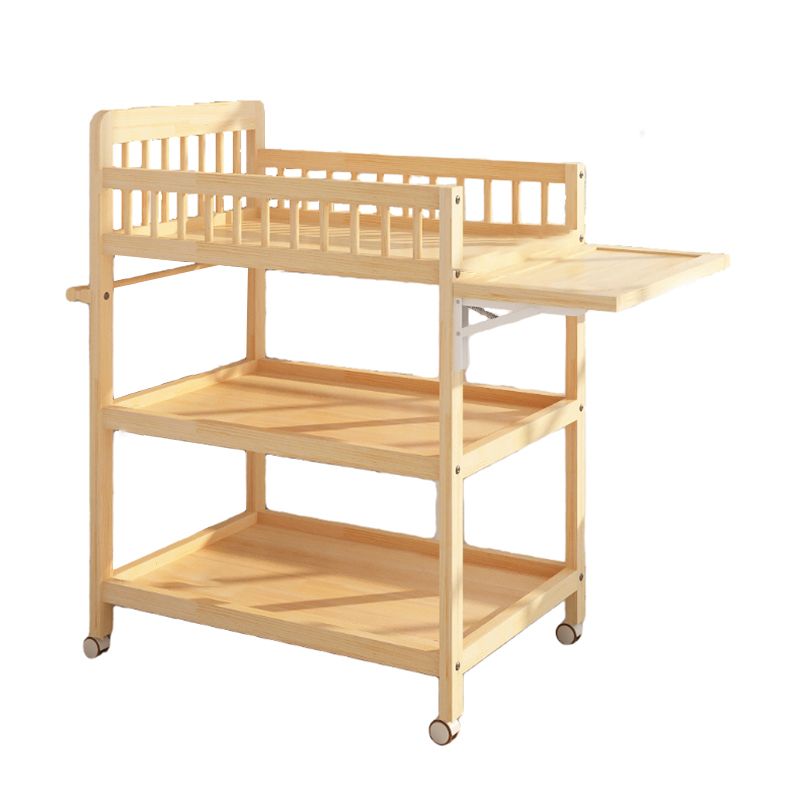 Pine Flat Top Changing Table with Changing Pad 2-in-1 Shelf Baby Changing Table