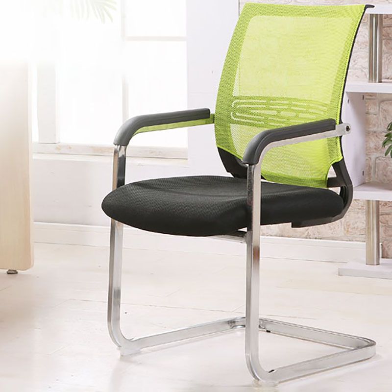 Modern Fixed Arms Office Chair Lumbar Support No Wheels Office Chair