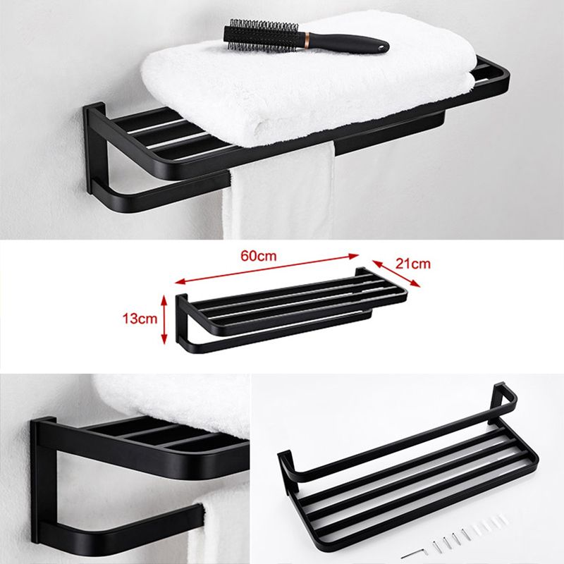 Contemporary Style Black Bathroom Accessory Set Metal Towel Bar