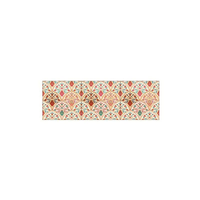 Orange Semicircle Floral Tile Wallpapers Orange Peel and Paste Wall Decor for Home