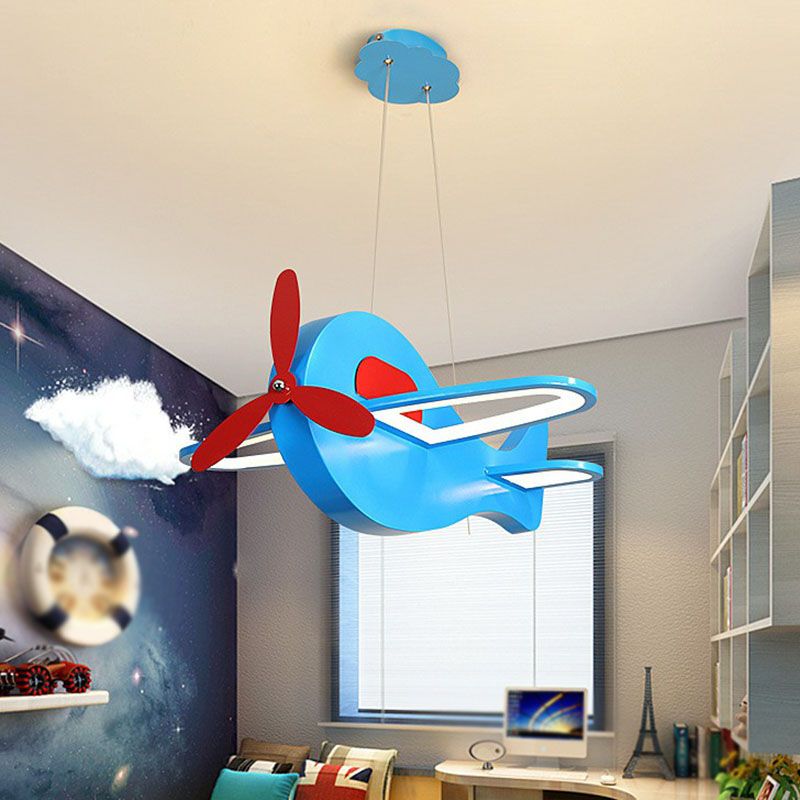 Aircraft Shaped Chandelier Pendant Light Kids Style Acrylic Bedroom LED Ceiling Light