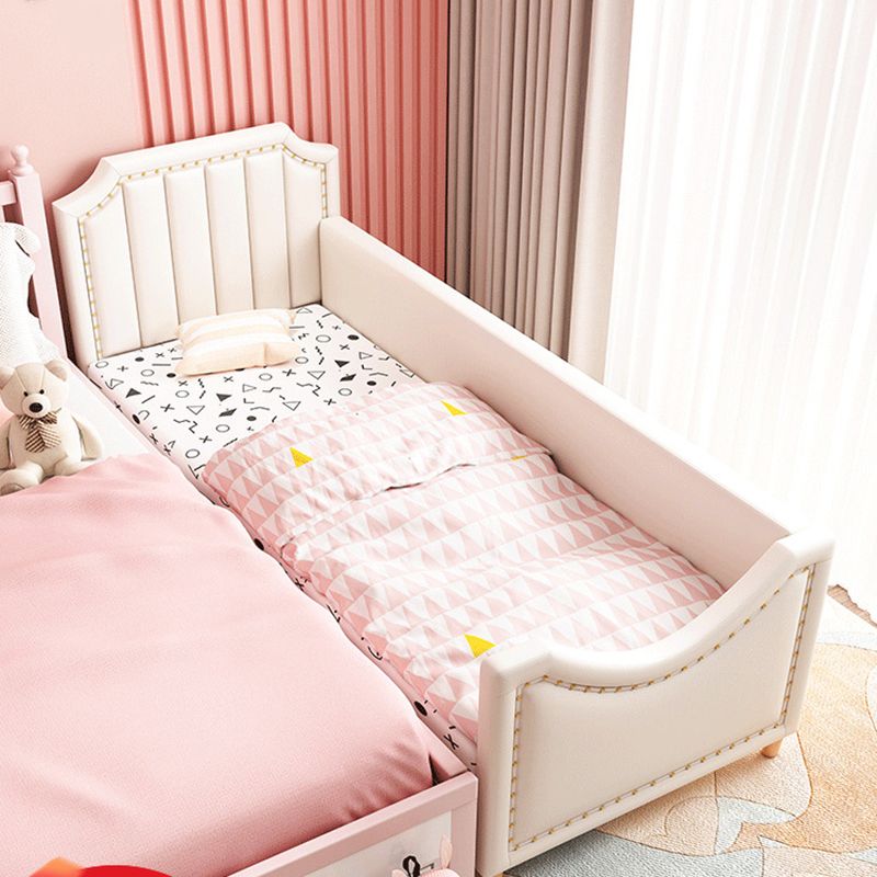 Contemporary Kids Bed Faux Leather Princess with Guardrails in White