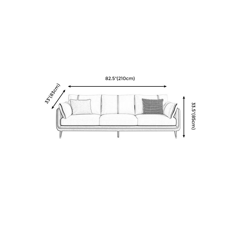 Divano scandinavo di divano di divano a 3 posti con gambe nere per soggiorno