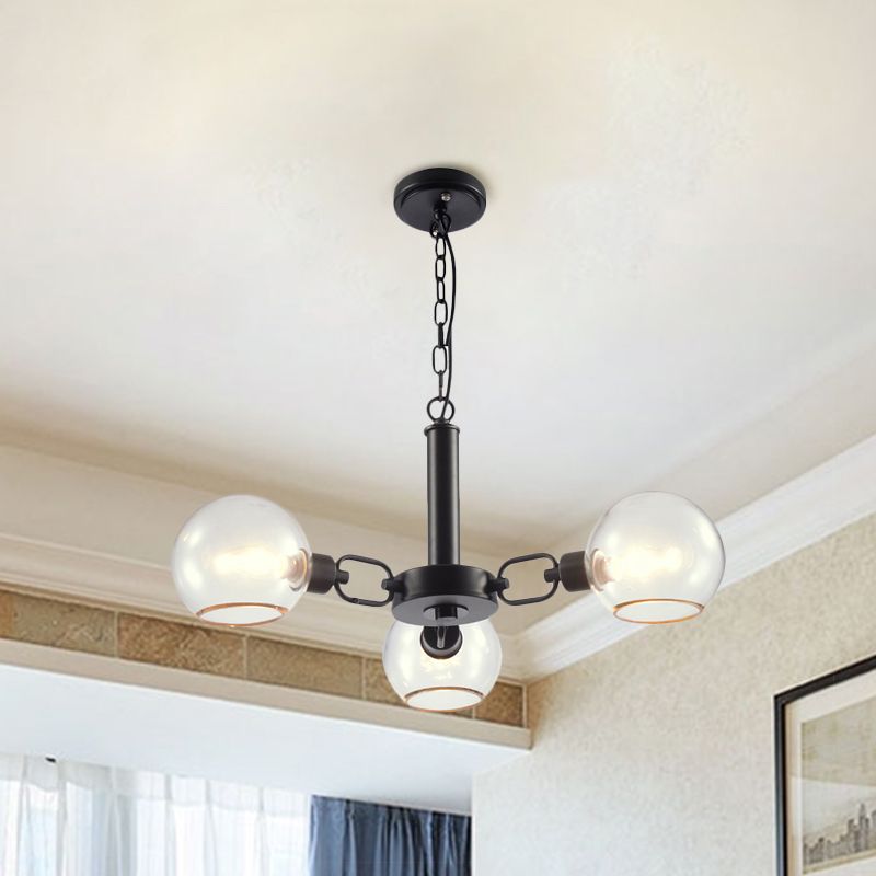 Post Modern Globe Shade Chandelier 3/6 Light Ceiling Pendant in Black/Gold/White for Living Room