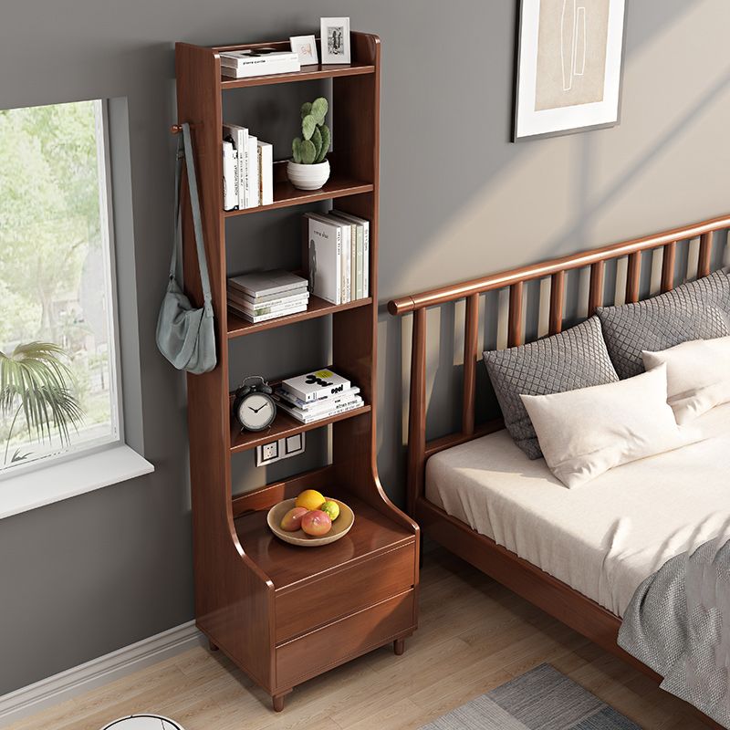 Contemporary Nightstand Open Storage Bedside Cabinet with Drawers