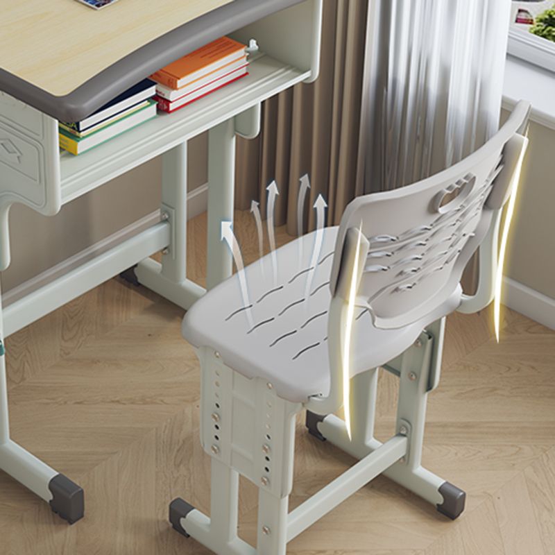 Wooden and Metal Writing Desk School Home Children Adjustable Study Desk