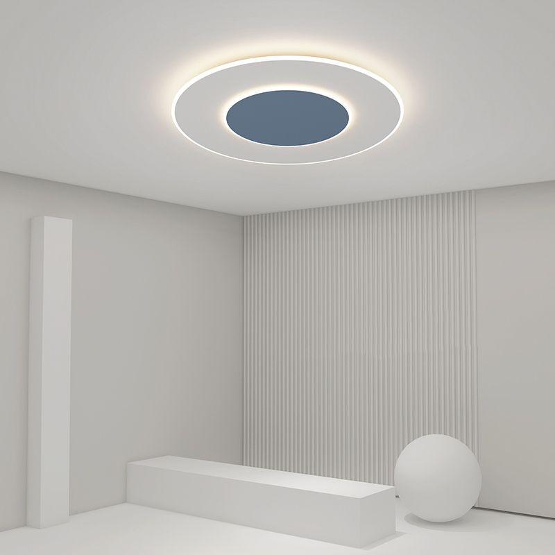 LED Metal Modern Flush Mount Circular Shape Ceiling Light with Acrylic Shade for Bedroom