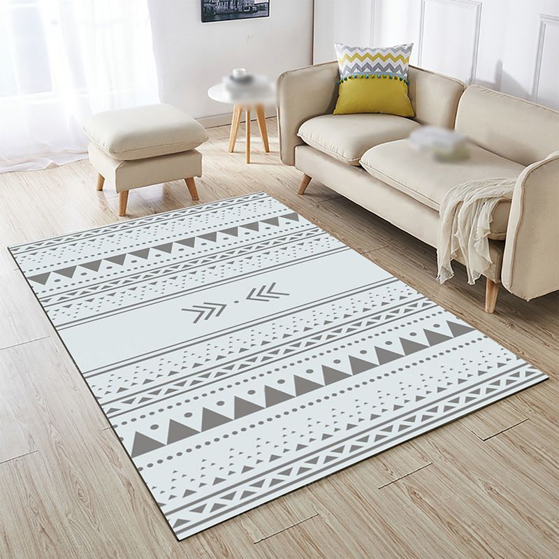 Minimalist Boho Rug Tribal Pattern Polyester Carpet Stain Resistant Indoor Rug for Living Room